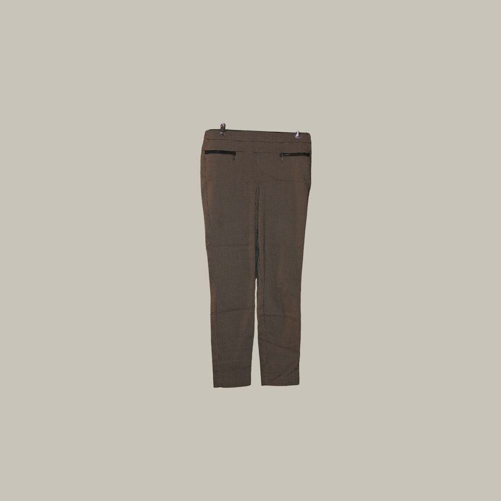 Candies Audrey Pull On Pants Brown Black Houndstooth Slim Leg Trousers Medium